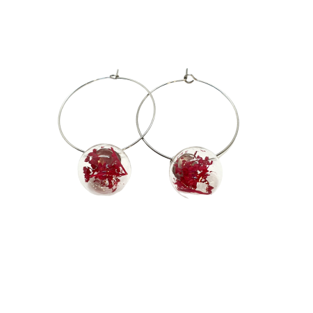 earrings with dry red flowers